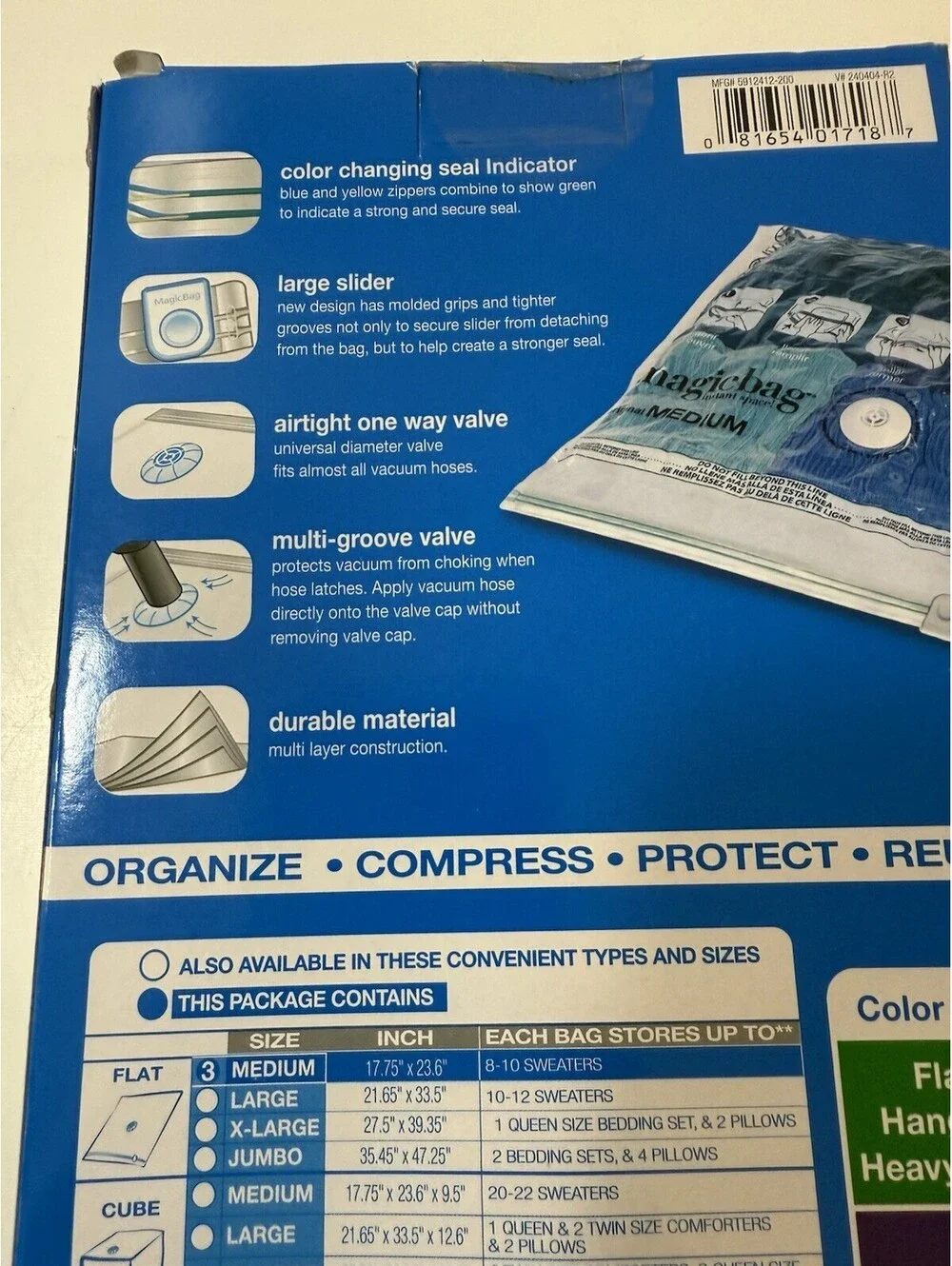 MagicBag ~ 3 Medium Flats ~ Waterproof Space Saving Reusable Storage Bags ~NEW~